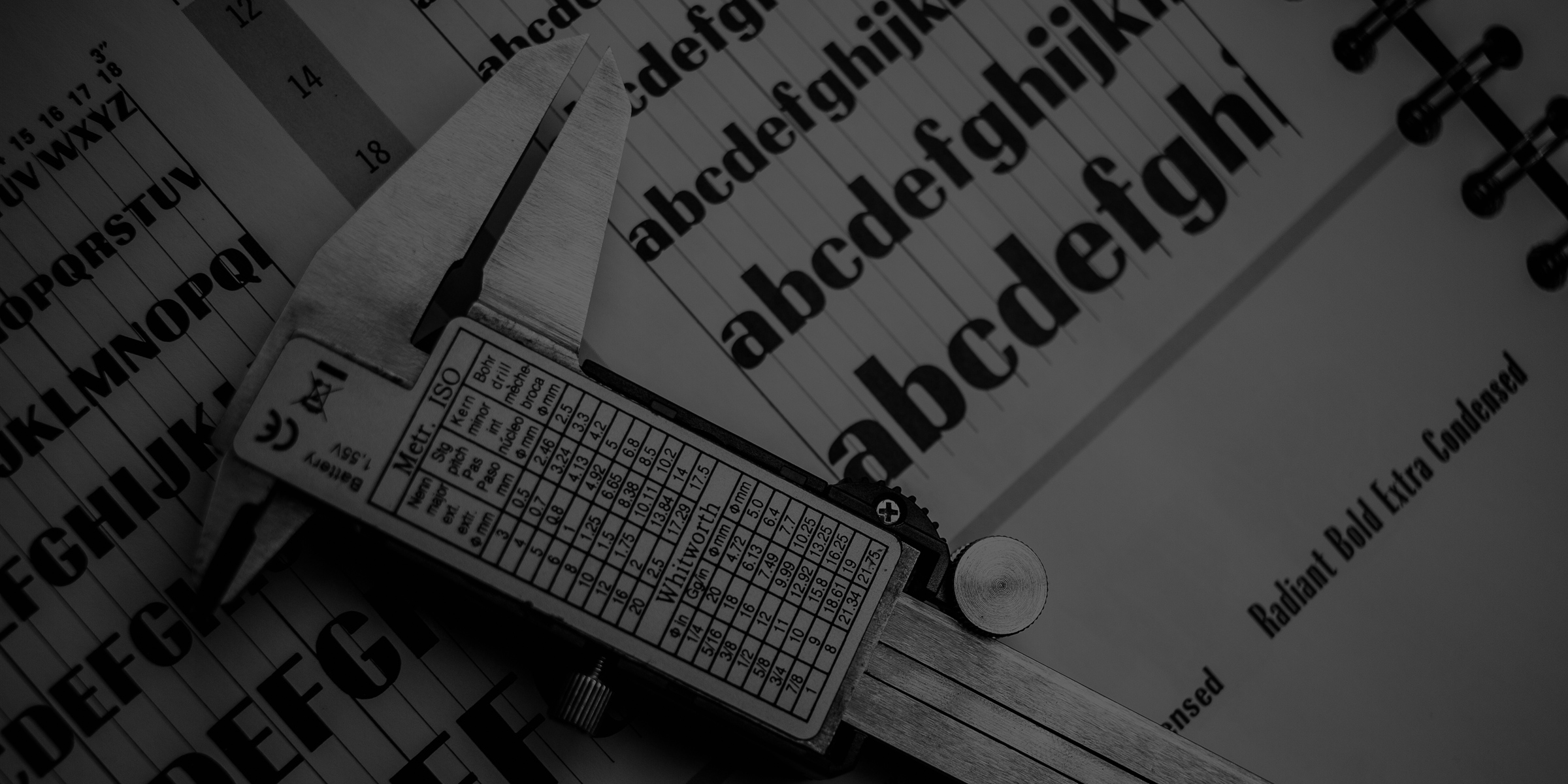 Ludlow Radiant type specimen background, photo by Josh Korwin
